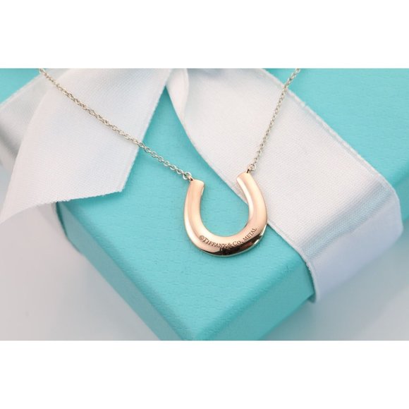 Tiffany & Co. Rubedo Gold Sterling Silver 1837 Horseshoe Pendant 18" Necklace - Picture 5 of 11